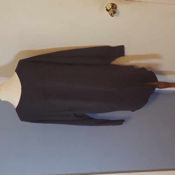 We The Free People Solid Black Waffle Knit Top Large Oversized A Line Swing - Picture 5 of 7